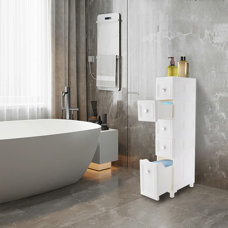 Narrow Slim Bathroom Storage Cabinet 5 Tier